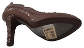 Dolce & Gabbana Brown Floral Crystal Heels CINDERELLA Shoes - EU39/US8.5