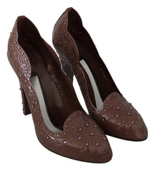 Dolce & Gabbana Brown Floral Crystal Heels CINDERELLA Shoes - EU39/US8.5