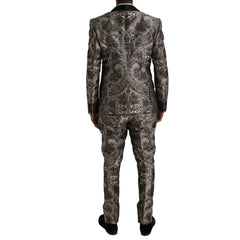 Dolce & Gabbana Brown Floral Jacquard Formal 3 Piece Suit - IT54 | XL - Pant Suits