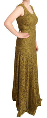 Dolce & Gabbana Brown Floral Lace Maxi Floor Length Dress - IT40|S - Dresses