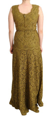 Dolce & Gabbana Brown Floral Lace Maxi Floor Length Dress - IT40|S - Dresses