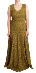 Dolce & Gabbana Brown Floral Lace Maxi Floor Length Dress - IT40|S - Dresses