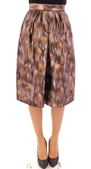 Dolce & Gabbana Brown Floral Silk Straight Full Skirt - Skirts