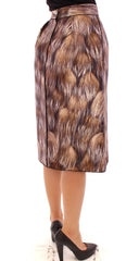 Dolce & Gabbana Brown Floral Silk Straight Full Skirt - Skirts