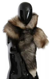 Dolce & Gabbana Brown Fox Tail Fur Shawl Neck Wrap Cover Collar Scarf - Scarves & Shawls