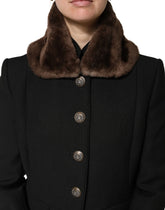 Dolce & Gabbana brown mink fur shoulder collar neck wrap scarf, front view showing rich texture and 60cm length.