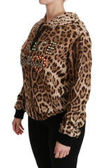 Dolce & Gabbana Brown Hooded Studded Ayers Leopard Sweater - Sweaters