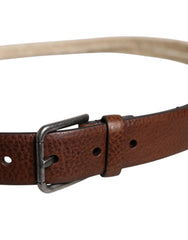 Dolce & Gabbana Brown Jute Leather Woven Metal Buckle Belt - Belts