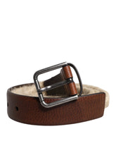 Dolce & Gabbana Brown Jute Leather Woven Metal Buckle Belt - Belts