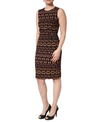 Dolce & Gabbana Brown Keys Fitted Sheath Knee Length Dress - IT42|M