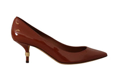 Dolce & Gabbana Brown Kitten Heels Pumps Patent Leather Shoes - EU39/US8.5 - Heels