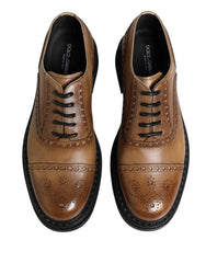 Dolce & Gabbana Brown Lace Up Leather Brogue Derby Men Shoes - EU44/US11