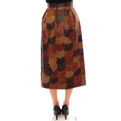 Dolce & Gabbana Brown Lamb Leather Midi Skirt - IT38