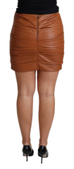 Dolce & Gabbana Brown Lambskin High Waist Mini Pleated Skirt - IT42|M - Skirts