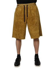 Dolce & Gabbana Brown Lambskin Suede Men Bermuda Shorts - IT50 | L - Bermudas