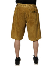 Dolce & Gabbana Brown Lambskin Suede Men Bermuda Shorts - IT50 | L - Bermudas