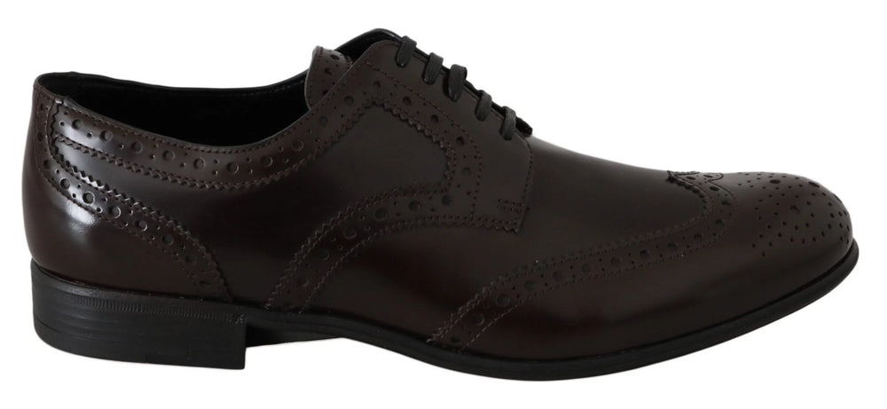 Dolce & Gabbana Brown Leather Broques Oxford Wingtip Shoes - Flats