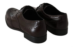 Dolce & Gabbana Brown Leather Broques Oxford Wingtip Shoes - Flats