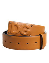 Dolce & Gabbana Brown Leather Buckle DG Logo Embossed Belt - 90 cm / 36 Inches - Belts