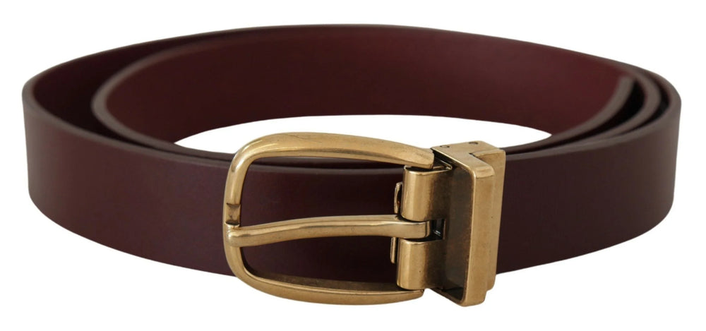 Dolce & Gabbana Brown Leather Classic Gold Metal Buckle Belt - 90 cm / 36 Inches - Belts
