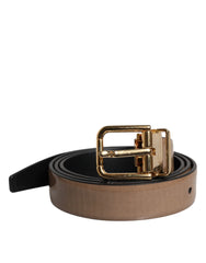 Dolce & Gabbana Brown Leather Classic Metal Logo Buckle Belt - 90 cm / 36 Inches