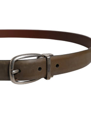 Dolce & Gabbana Brown Leather Classic Metal Logo Buckle Belt - Belts