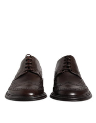 Dolce & Gabbana hnedé kožené derby topánky so špicatou špičkou a šnurovaním - EU39/US6