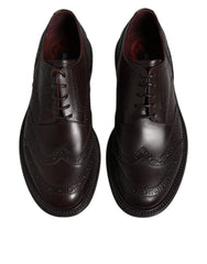 Dolce & Gabbana Brown Leather Derby Wingtip Lace Up Formal Dress Shoes - EU39/US6 - Shoes