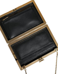 Dolce & Gabbana Brown Leather Gold Frame Clutch Mini Crossbody Bag