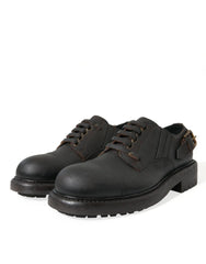 Dolce & Gabbana Brown Leather Lace Up Derby Men Dress Shoes - Shoes