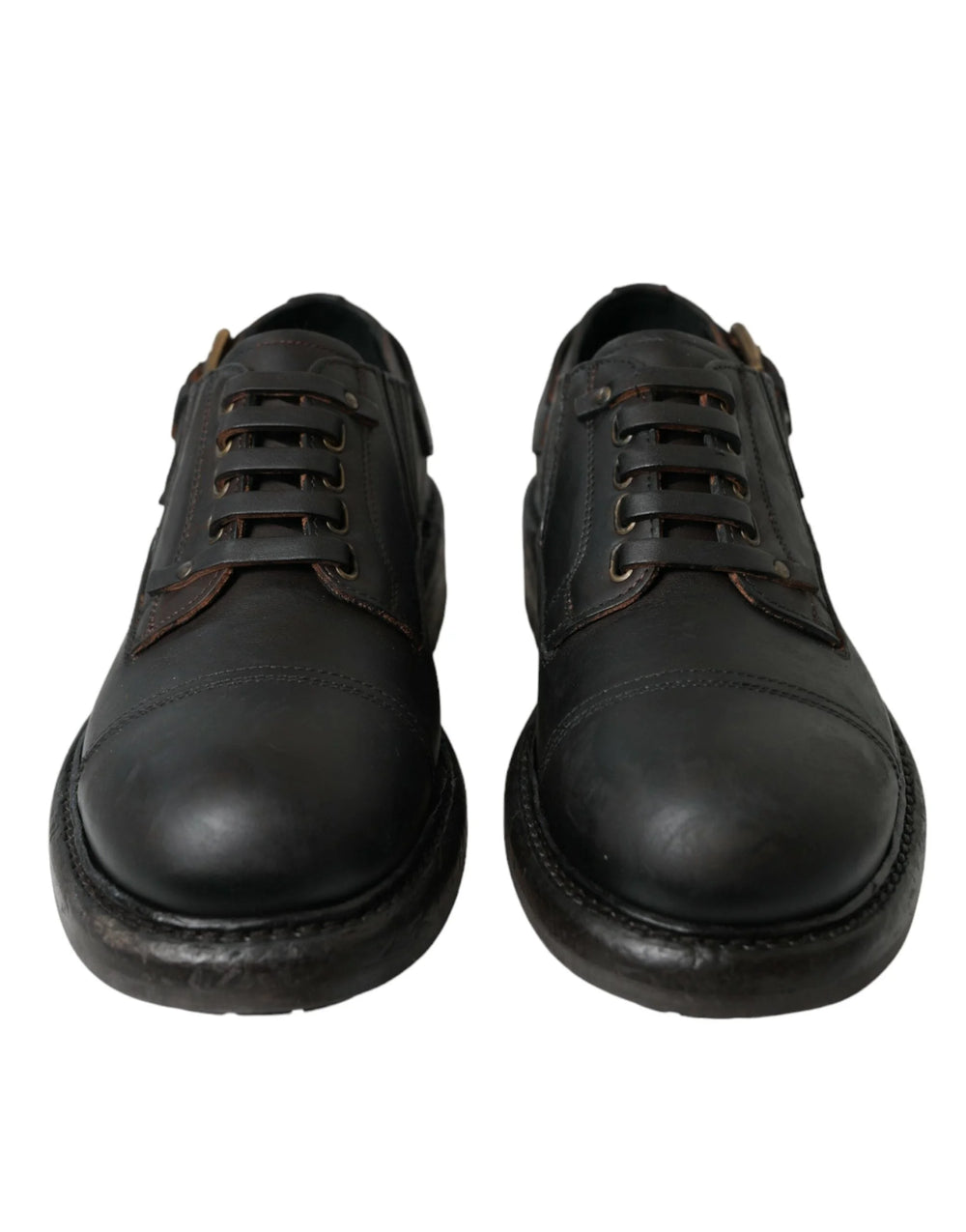 Dolce & Gabbana Brown Leather Lace Up Derby Men Dress Shoes - EU40/US7