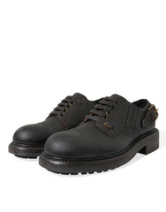Dolce & Gabbana Brown Leather Lace Up Derby Men Dress Shoes - EU40/US7