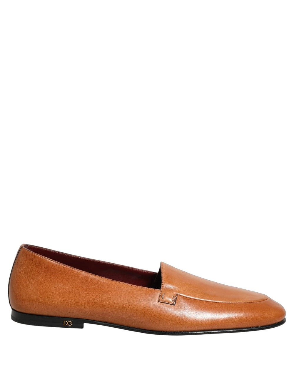 Dolce & Gabbana Brown Leather Logo Slip On Men Loafers Shoes - EU44/US11