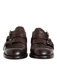 Dolce & Gabbana Brown Leather Monk Strap Formal Derby Shoes - Shoes