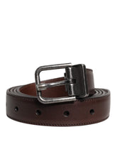 Dolce & Gabbana Brown Leather Silver Metal Buckle Belt - Belts