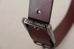 Dolce & Gabbana Brown Leather Silver Metal Crown Buckle Belt - 90 cm / 36 Inches - Belts