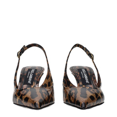 Dolce & Gabbana Brown Leather Stiletto Heel Sandals - EU36.5/US6.5