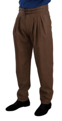 Dolce & Gabbana Brown Leather Tapered High Waist Pants - IT48 | M - Trousers