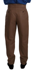 Dolce & Gabbana Brown Leather Tapered High Waist Pants - IT48 | M - Trousers