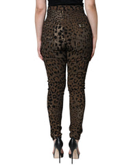 Dolce & Gabbana Brown Leopard Cotton Skinny Denim Jeans - Jeans