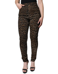 Dolce & Gabbana Brown Leopard Cotton Skinny Denim Jeans - Jeans