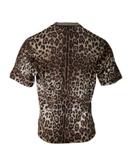 Dolce & Gabbana Brown Leopard Crew Neck Short Sleeve T-shirt - T-Shirts
