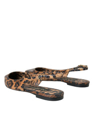 Dolce & Gabbana Brown Leopard Exotic Skin Slingback Shoes - EU39/US8.5
