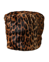 Dolce & Gabbana Brown Leopard Fur Women Bucket Hat - 56 cm|XS - Bucket Hats