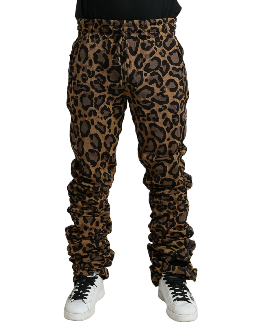 Dolce & Gabbana Brown Leopard Jacquard Jogger Pants - Joggers