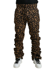 Dolce & Gabbana Brown Leopard Jacquard Jogger Pants - Joggers