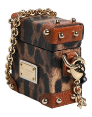 Dolce & Gabbana Brown Leopard Metal Logo Plaque Gold Chain Airpods Case - Headphone Carrying Cases