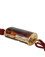 Dolce & Gabbana Brown Leopard Mini Mirror Tassel Make Up Holder Bag - Handbags