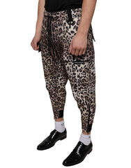 Dolce & Gabbana Brown Leopard Polyester Jogger Pants - IT44 | XS - Joggers