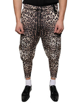 Dolce & Gabbana Brown Leopard Polyester Jogger Pants - IT44 | XS - Joggers